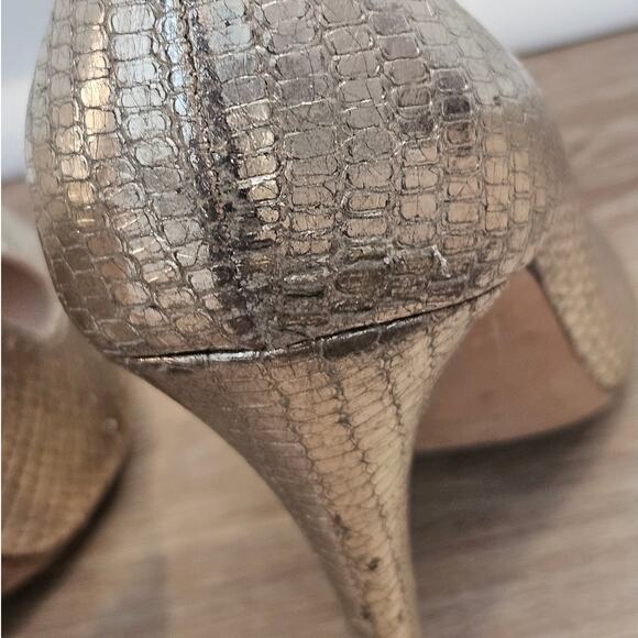 Loeffler Randall Metallic Gold Leather Pointed Toe Heel Pump sz 10 Glam Gala - Picture 6 of 11